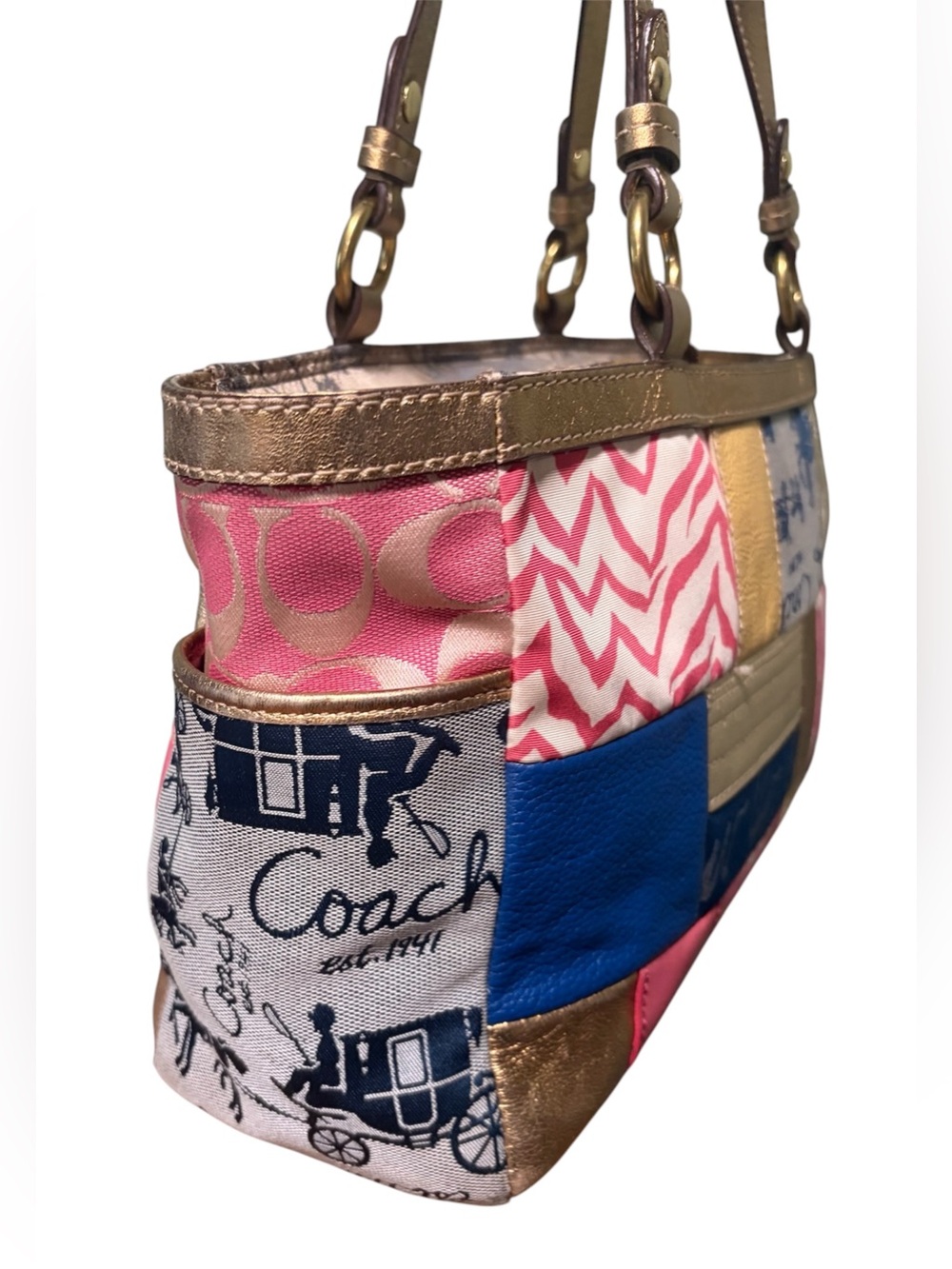 Coach Y2K Patchwork Signature Shoulder Bag Multicolor - Picture 3 of 12